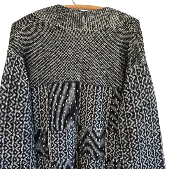 J. Jill Womens Black & White Patchwork Open Front Long Cardigan Sweater Large - Picture 11 of 15